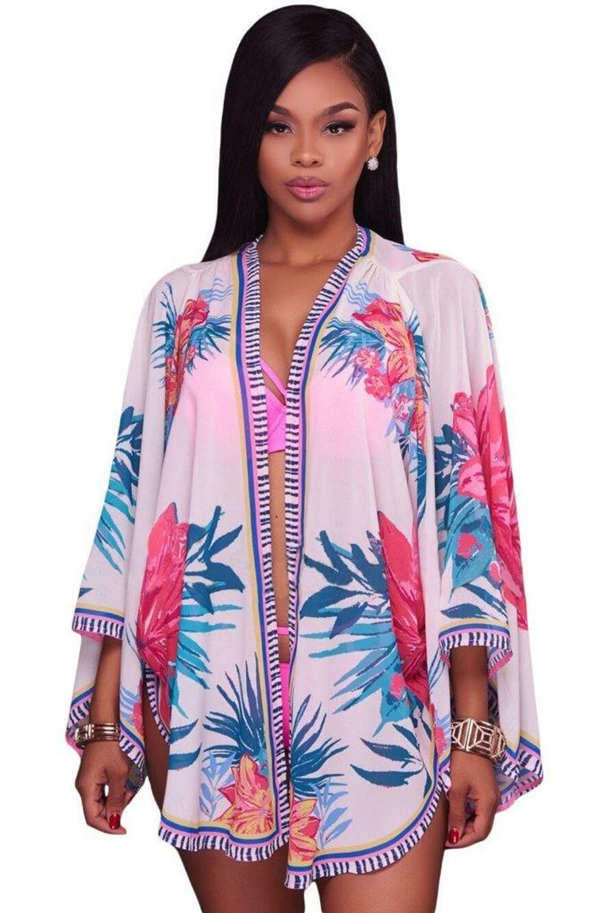 Chiffon Kimono Beach Cover/Lounging Robe Size XL